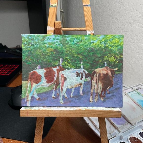Cow Acrylic Painting - Picture 1 of 3